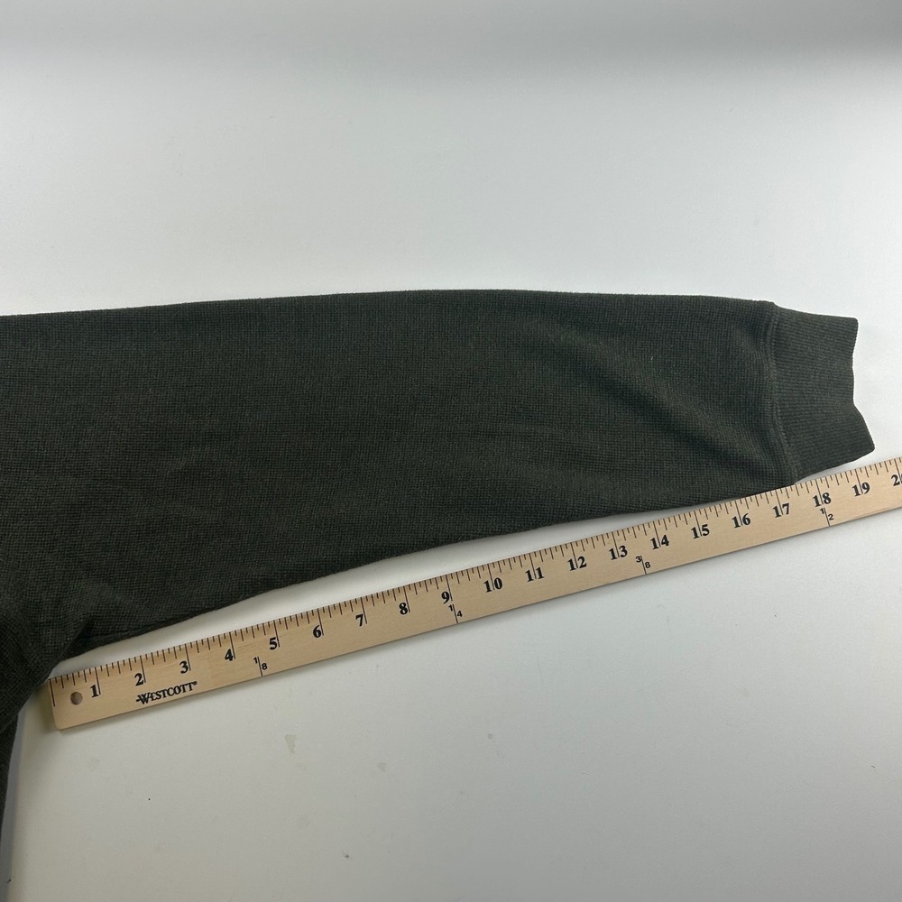LL Bean Mens M Shawl Olive Green Waffle Knit 5-Button Henley Mock Neck Pullover - Picture 8 of 8